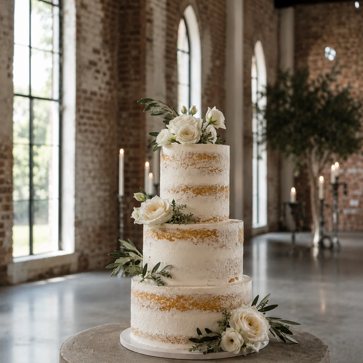 Chapel wedding cake — 2026 · 120 servings.